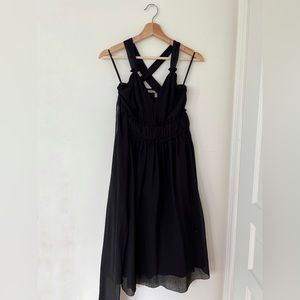 Black Chiffon Tank Ruched Dress